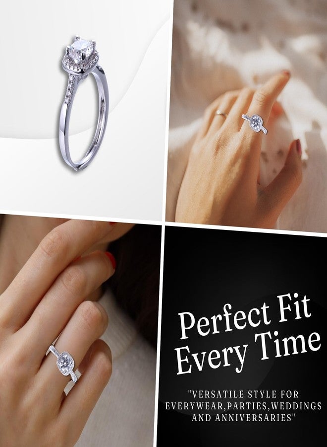 Halukakah D Color 1.0 ct Women's Moissanite Ring Square,1 Carat Lab Grown Diamond with Certificate,Platinum Plated Sterling Silver,Adjustable Size,Timeless Present for Wife,Girlfriend,Birthday,Wedding - Image 4